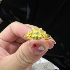 維尼小熊戒指女噗噗熊開口指環小清新氣質可愛卡通圖案閨蜜對戒