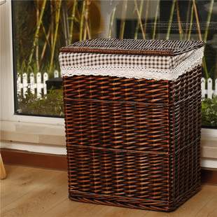 [4.6 People] Storage Basket Dirty Clothes Basket Rattan Dirty Clothes Basket Large Toy Storage Basket with Lid Dirty Clothes