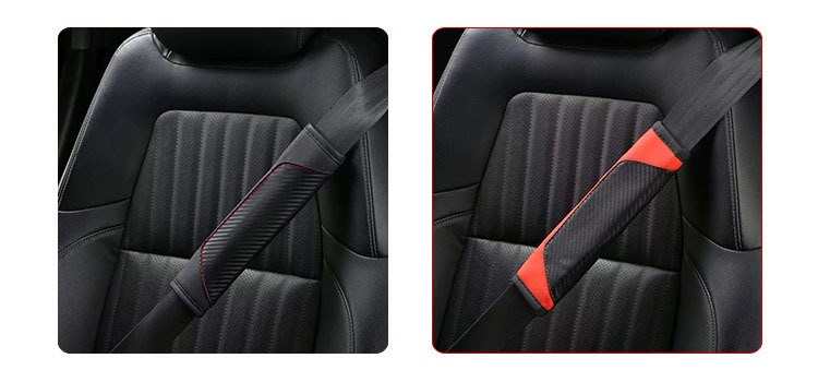 Cross-Border Carbon Fiber Car Seatbelt Shoulder Protector Leather Color-Blocked Shoulder Strap Protector Sports Style Aliexpress