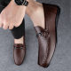 Slip-on Men's Shoes Genuine Leather Lazy Bean Shoes Advanced Soft-soled Leather Shoes Men's Flat Casual Shoes Cross-border plus size