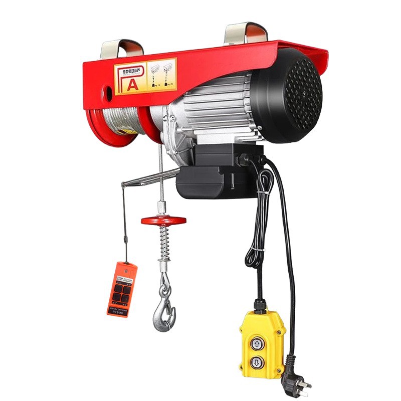 Mini elevadora eléctrica 220v doméstica control remoto inalámbrico pequeña grúa de una tonelada pequeña elevadora cables de acero cabrestante