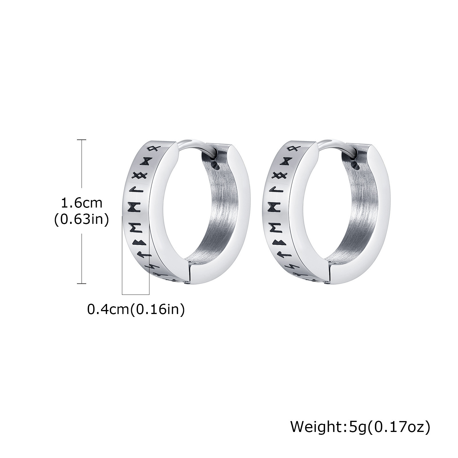 Europäische und amerikanische Mode Herren Ohrringe aus Edelstahl, schlicht, Viking Hoops Quanxi Water Jewelry EH-514_voghion.com