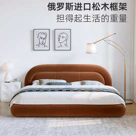 中古风双人主卧床布艺婚床1.8米维亚床高端大气软包法式复古家用