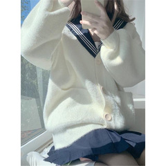日系jk毛のふわふわしたニットセーターのカーディガンのコートの女性の小柄な柔らかいモチ風秋冬保温長袖上着春