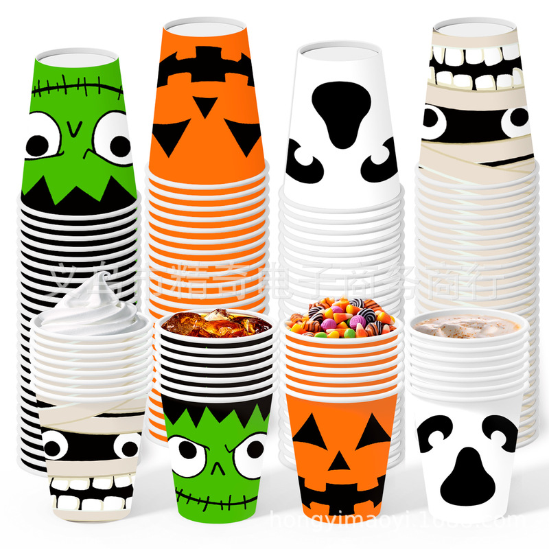 20-Piece Amazon Halloween Party Paper Cup Set Cartoon Funny Mummy Monster Pumpkin Disposable Cups 20-Piece Amazon Halloween Party Paper Cup Set Cartoon Funny Mummy Monster Pumpkin Disposable Cups