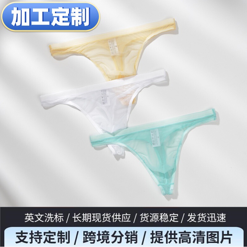 Men's Mesh Underwear, Transparent Thong, Ultra-Thin Sexy Men's T-Pants, Sexy Youth Pants Manufacturer Wholesale Customization