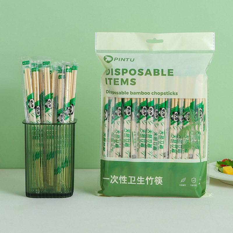 Disposable Chopsticks, Restaurant-Specific Bamboo Chopsticks, 100 Pairs, Individually Packaged, Household Tableware, Takeaway Fast Food Packaging, Round Chopsticks