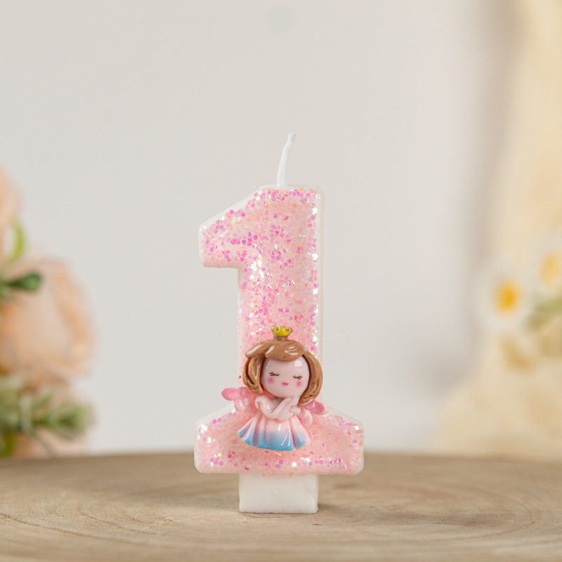 インターネット有名人の誕生日デジタルキャンドルクリエイティブ1歳のケーキオーナメント女の子宝物子供の雰囲気装飾シーンレイアウト|undefined