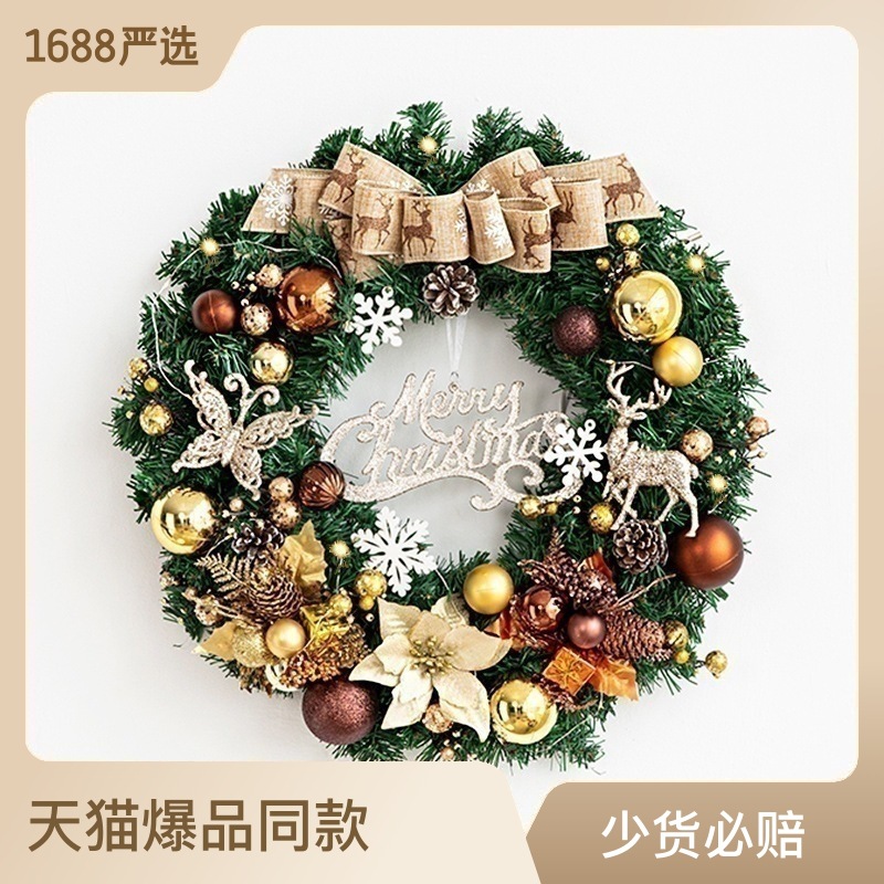 Nueva corona de Navidad, ratán, suministros de decoración navideña, accesorios, colgantes de puertas, colgantes de puertas, adornos de puertas, adornos al por mayor