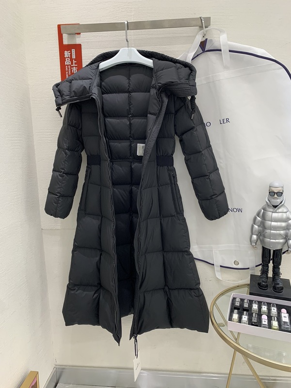 高版本蒙家冬在逃公主加长款束腰连帽羽绒服女白鸭绒修身显瘦外套|undefined