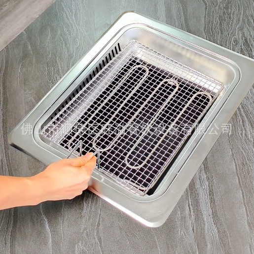 商用（U形）发热管电烤炉无烟烤肉桌子餐厅下排烟净化