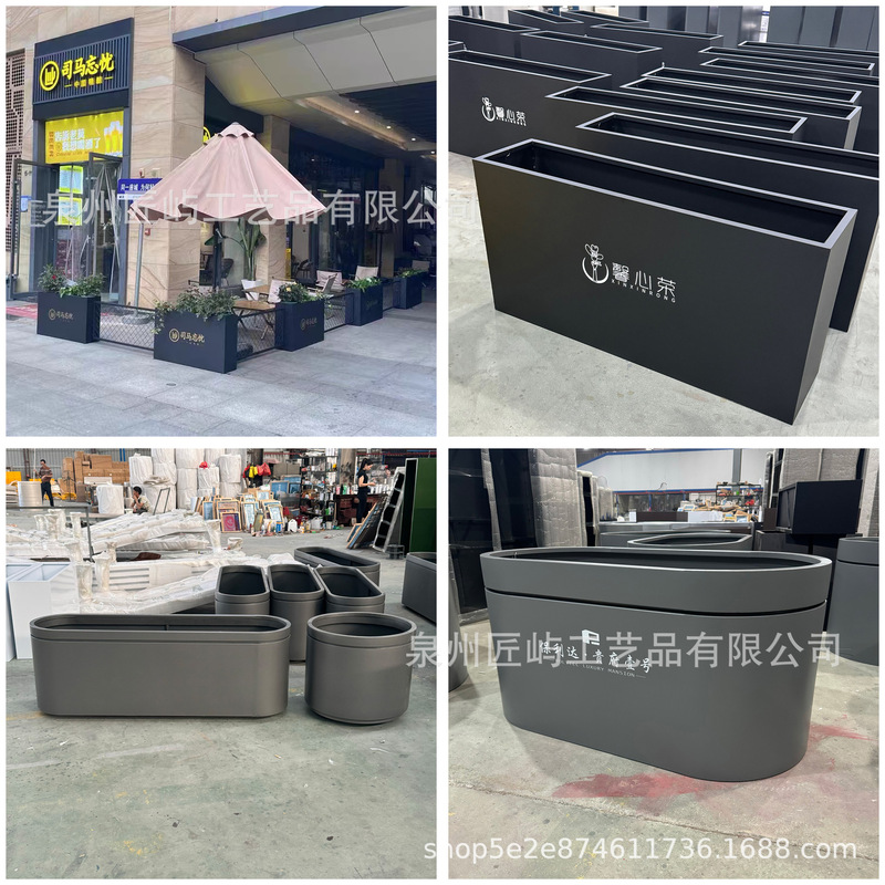 Outdoor wrought iron flower box combination commercial street municipal partition combination flower bed cafe sales department stainless steel flower trough