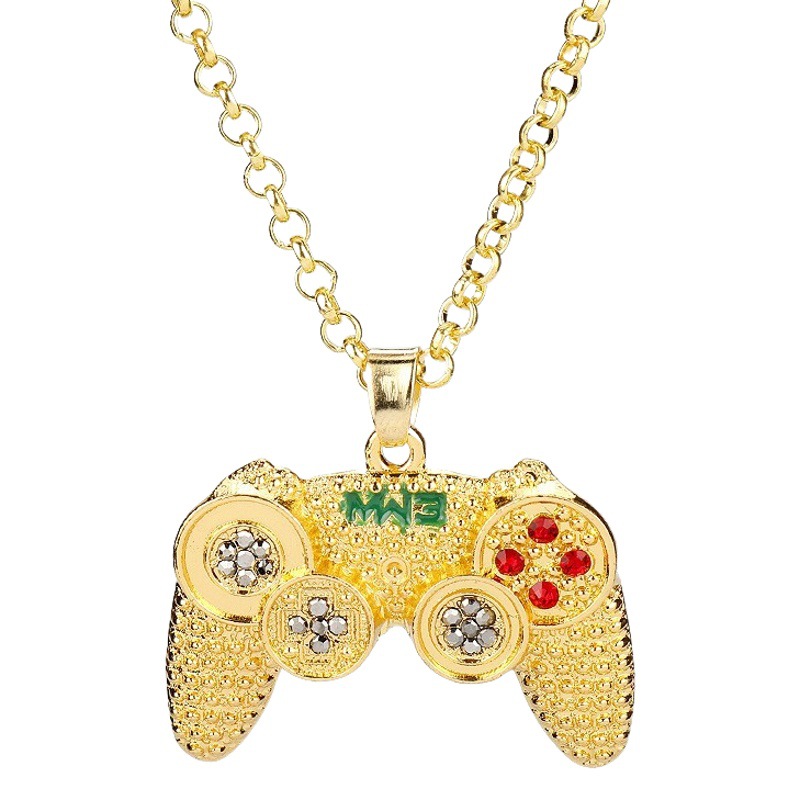 Temu Cross-Border Diamond-Encrusted Game Console Controller Pendant Necklace Childhood Memory Necklace Jewelry Light Luxury Niche Neck Accessory