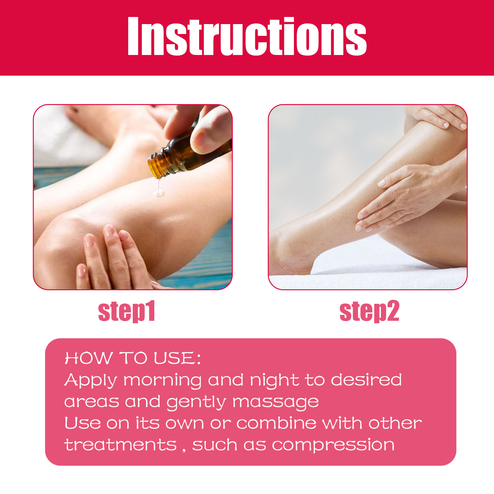 EELHOE Rose Venenpflege Ätherisches Öl Beinmassage Krampfadern Verbesserung der Durchblutung Lymphdrainage Beinpflege_voghion.com