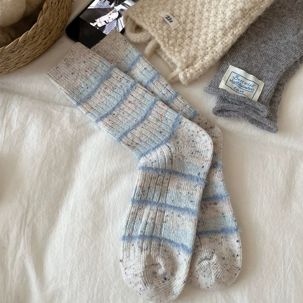 Pair with shark pants and cotton socks - light blue stripes