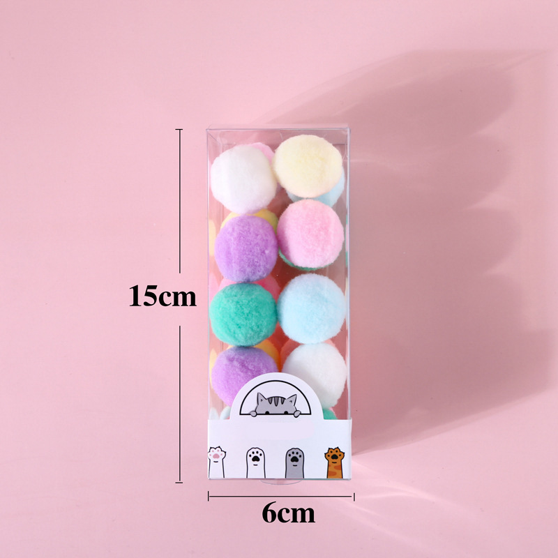 Mascota gato perro mudo elástico color mezclado macaron bola interactiva Navidad oro seda auto-Hola entrenamiento juguete caja de regalo