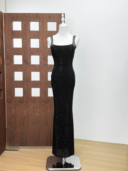 French Hot Diamond Suspender Dress Sexy Hip Skirt Classy Accessible Luxury Evening Dress Annual Meeting Party Backless Long Skirt