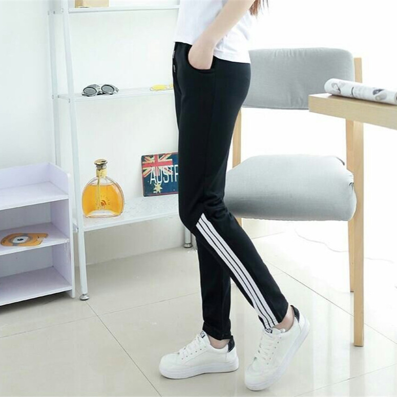 2025 Logo Pull-Up Three-Stripes Youth and Middle School Students Sweatpants Casual Pants Cotton Girls Harem Pants