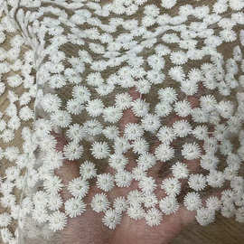 网纱牛奶丝金线绣花 女装蕾丝水溶花边 连衣裙女装面料礼服配饰
