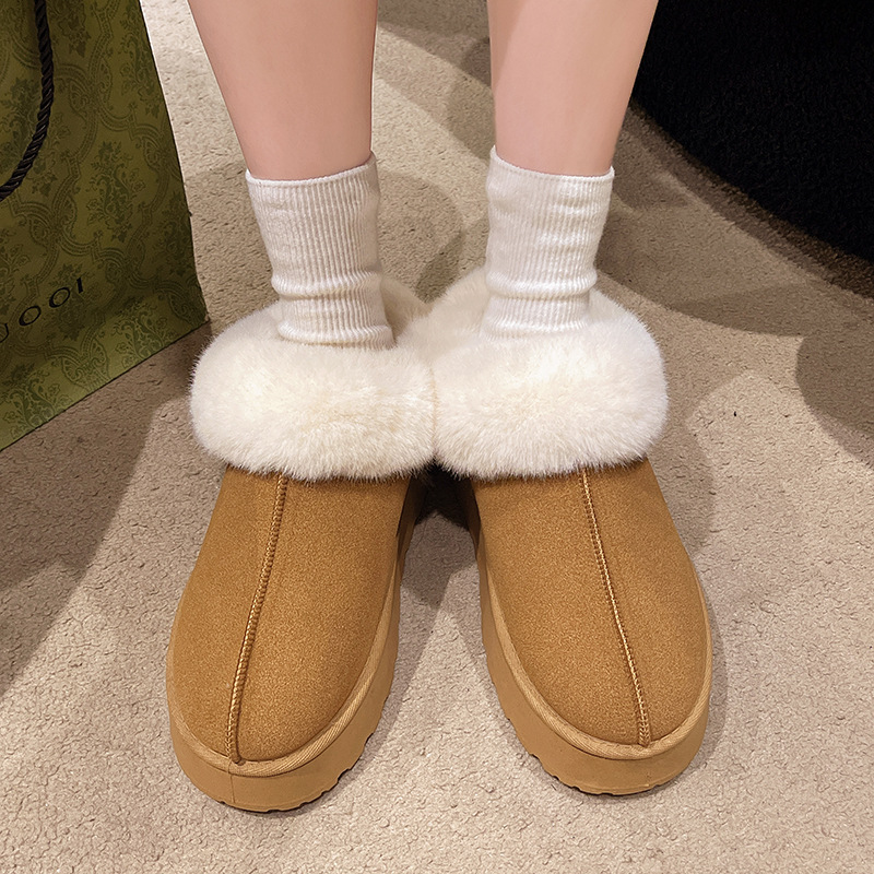 Stivali da neve caldi con suola spessa da donna, pelliccia calda e spessa, scarpe comode e soffici_voghion.com