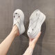 Baotou Half Slippers Women's 2025 Summer New White Hollow-out Sandals and Slippers 8cm Small Thick Bottom Heightened Outer Wear