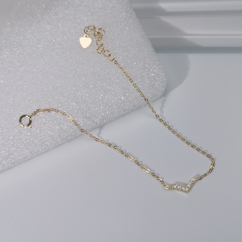 V-Shaped, Geometric Pattern 1 Piece 925 Sterling Silver V-Shaped Geometric Rhinestones 14K Gold Plated White Gold Plated 925 Sterling Silver Bracelets