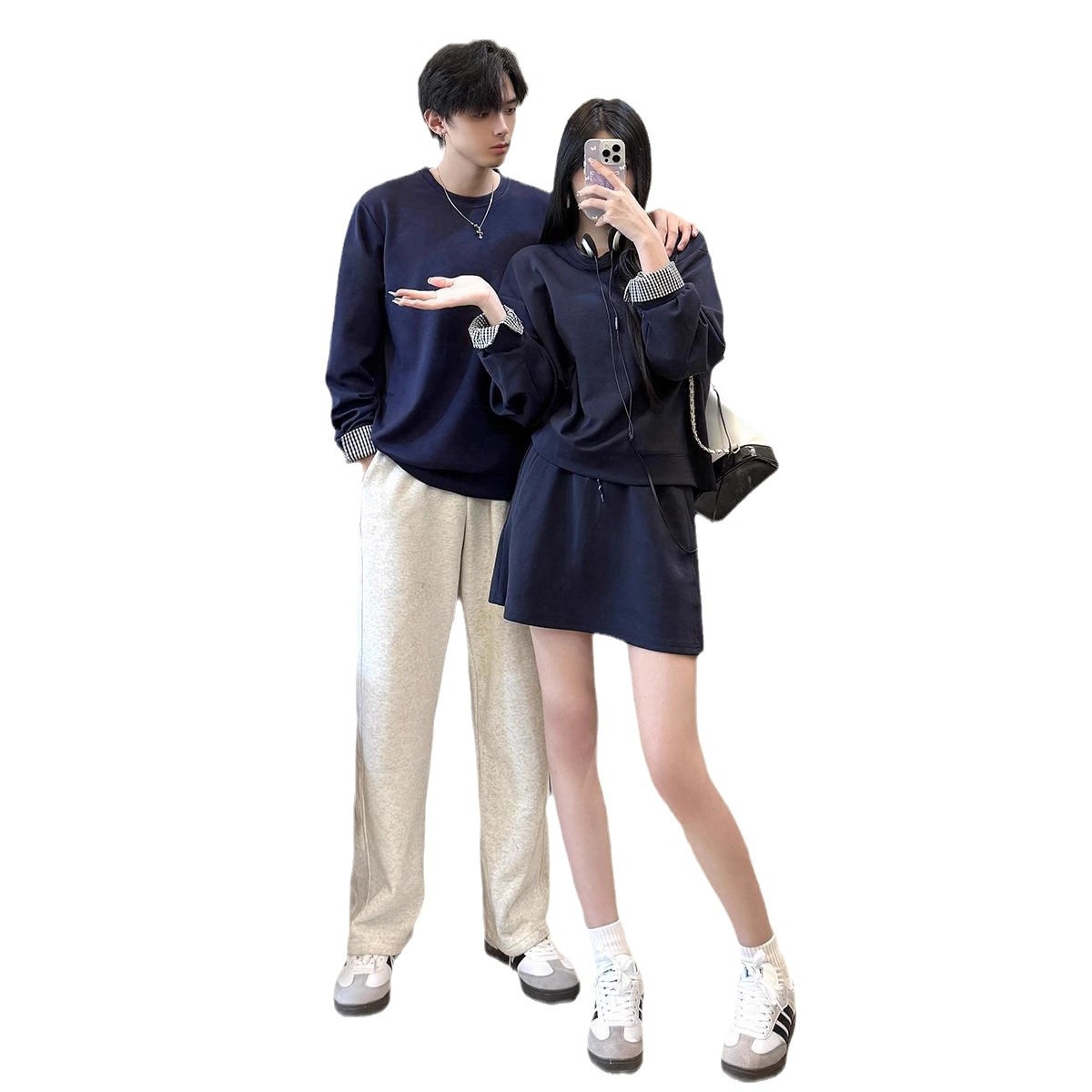 특별한 커플 옷 가을 틈새 디자인 올 매치 스웨터 원피스 투피스 프랑스 스타일 원스커트 원피스 패션 브랜드
