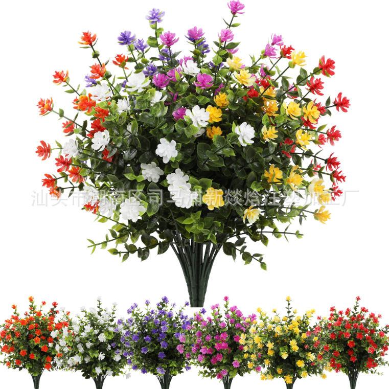 Ramo de Flores Artificiales de Eucalipto y Camelia de Amazon, Gypsophila Artificial, Ramo de Siete Puntas, Flor Decorativa Eterna