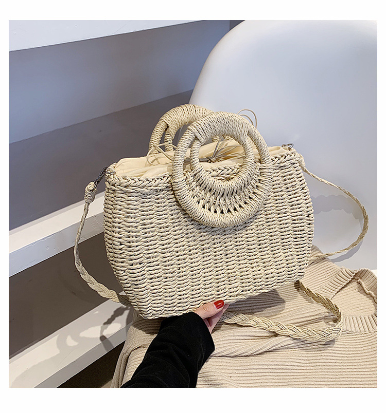 Fashion Straw Portable Basket Bag display picture 2