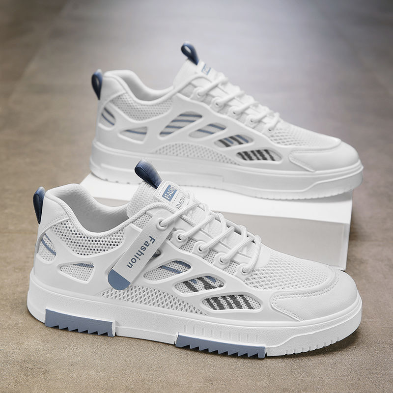 Zapatos de hombre de verano transpirables zapatos de malla de moda de zapatos de skate casuales de lazos de los estudiantes zapatos deportivos de suela suave pequeños zapatos de marea blanca