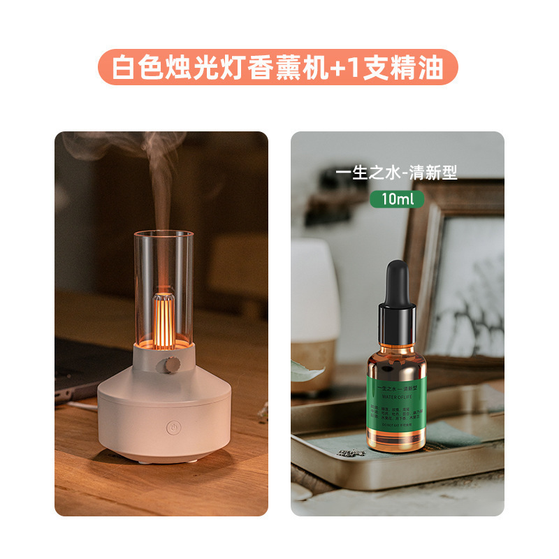 新款创意烛光香薰机 usb插电桌面氛围烛光灯家用香薰加湿器跨境|undefined