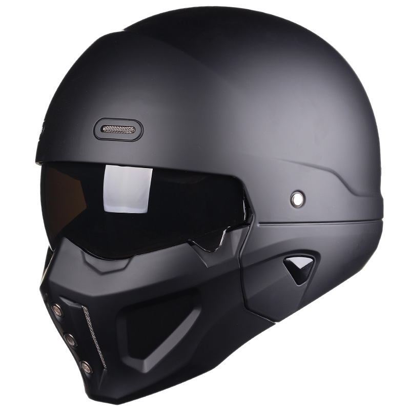 Cross-border Samurai Black Scorpion Helmet Male Harley Retro Combination Helmet Half Helmet Four Seasons Electric Car Helmet