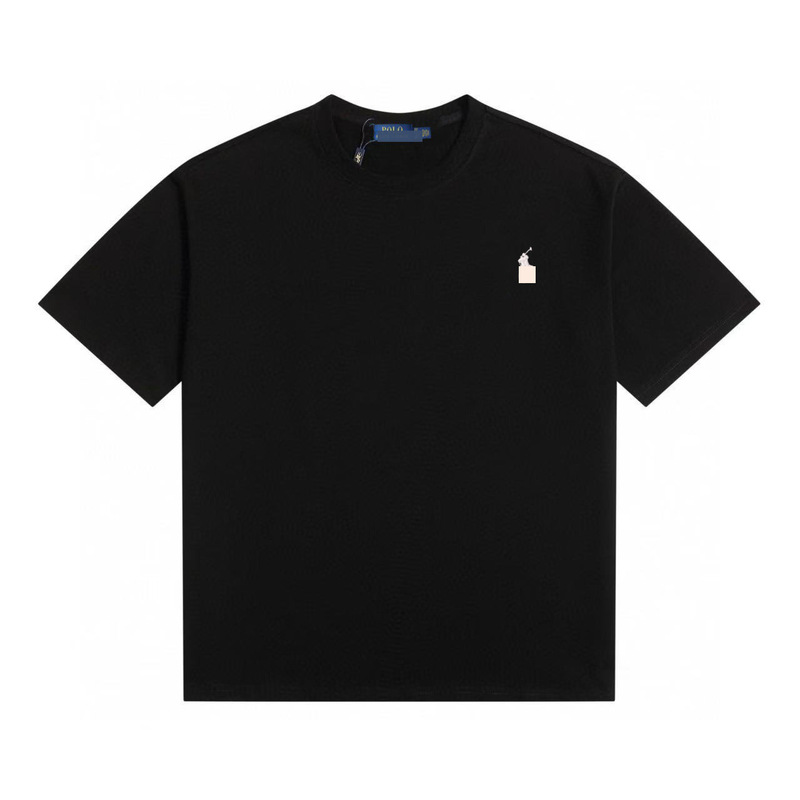 Pure Cotton Pony Logo Round Neck T-Shirt Men's Summer Polo Embroidered Casual T-Shirt Cross-Border Dropshipping European Size Pure Cotton T-Shirt