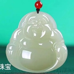 正品和田玉佛双面天然新疆弥勒笑佛公男女款白玉吊坠玉石挂件项链