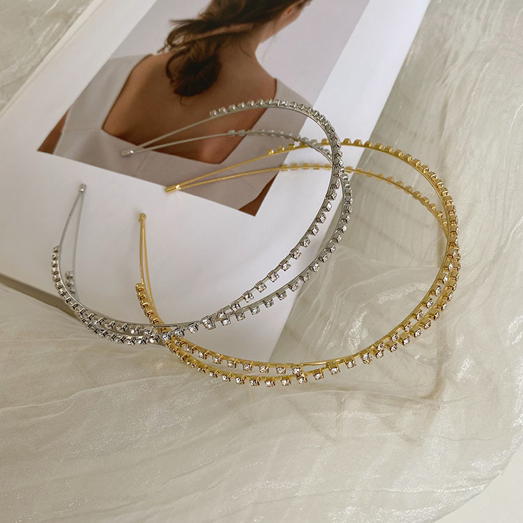 Korean Alloy Rhinestone Cross Thin Headband Wholesale Nihaojewelry display picture 4