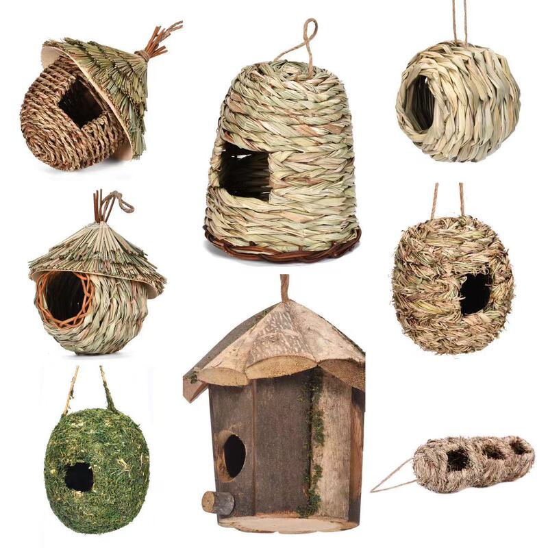 Temu's Popular Straw Bird's Nest Creative Handmade Bird Cage Garden Decoration Bird House Ecological Bird House Manufacturer Wholesale