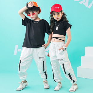 Children's Hip-Hop Suit New Style Girls Hip-Hop Jazz Dance Performance Clothing Girls Dance Korean Style Navel-Baring Performance Clothing