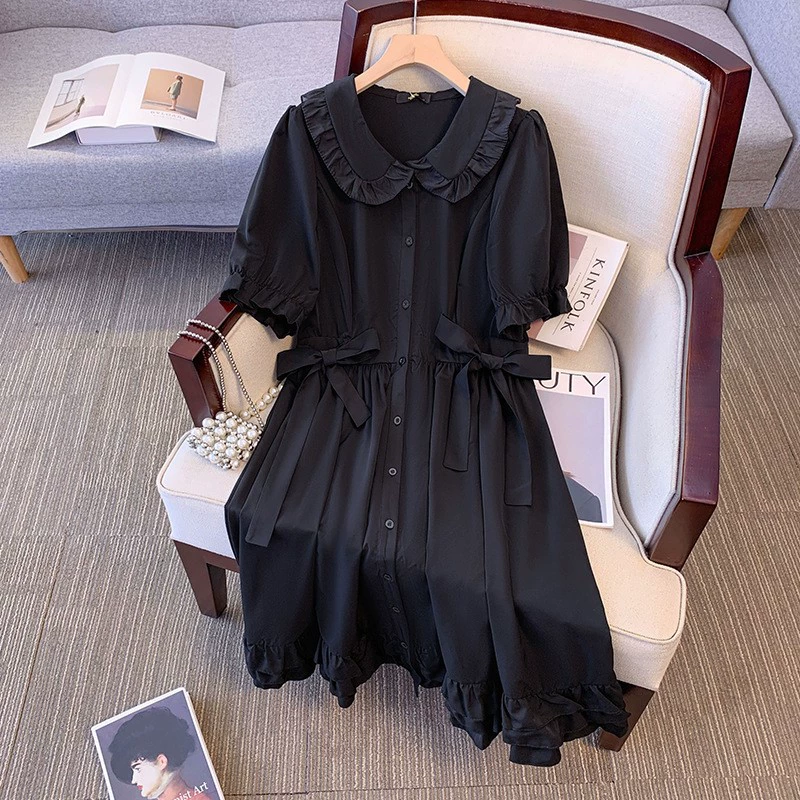Ретро платье с воротником-куколкой, plus size, летнее, «кул-силк» 100% полиэстер