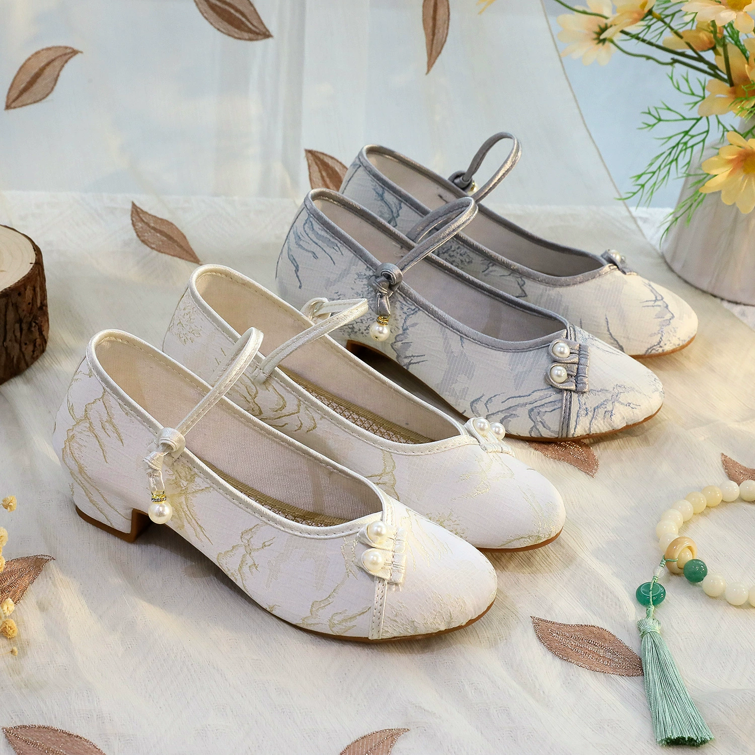 Руоши 2025 новый квадрат с чонсам новый китайский стиль туфли