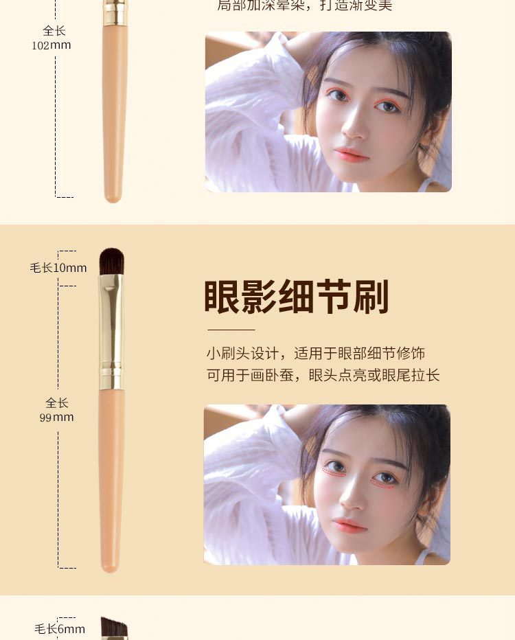 Cangzhou Mini 9-piece makeup brush set for beginners, portable travel brush, loose powder and contouring undefined