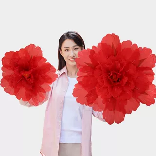 儿童舞蹈演出表演手拿花大红色牡丹花伞广场舞运动会入场创意道具