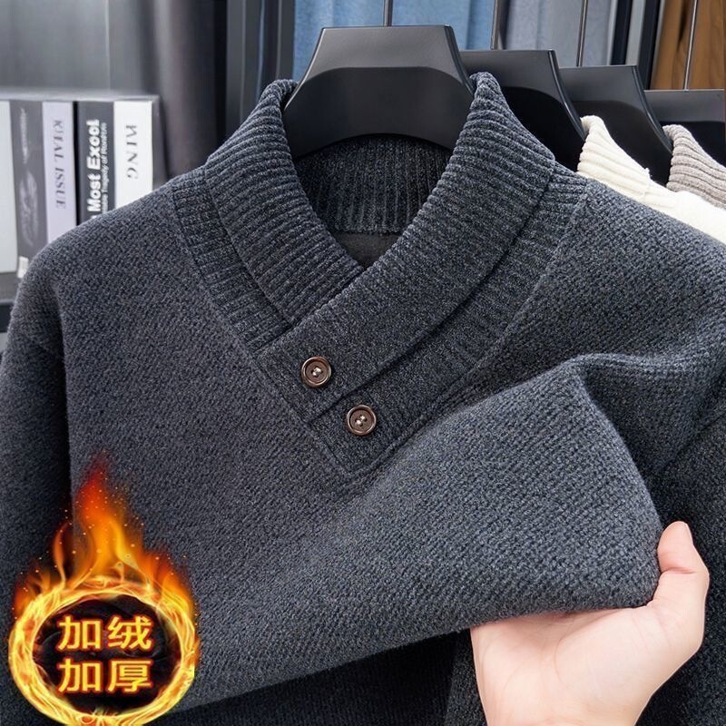 Limited edition, discounted price, extra-thick mink fleece men's twisted-knit winter sweater with fleece lining, trendy V-neck pullover Limited edition, discounted price, extra-thick mink fleece men's twisted-knit winter sweater with fleece lining, trendy V-neck pullover