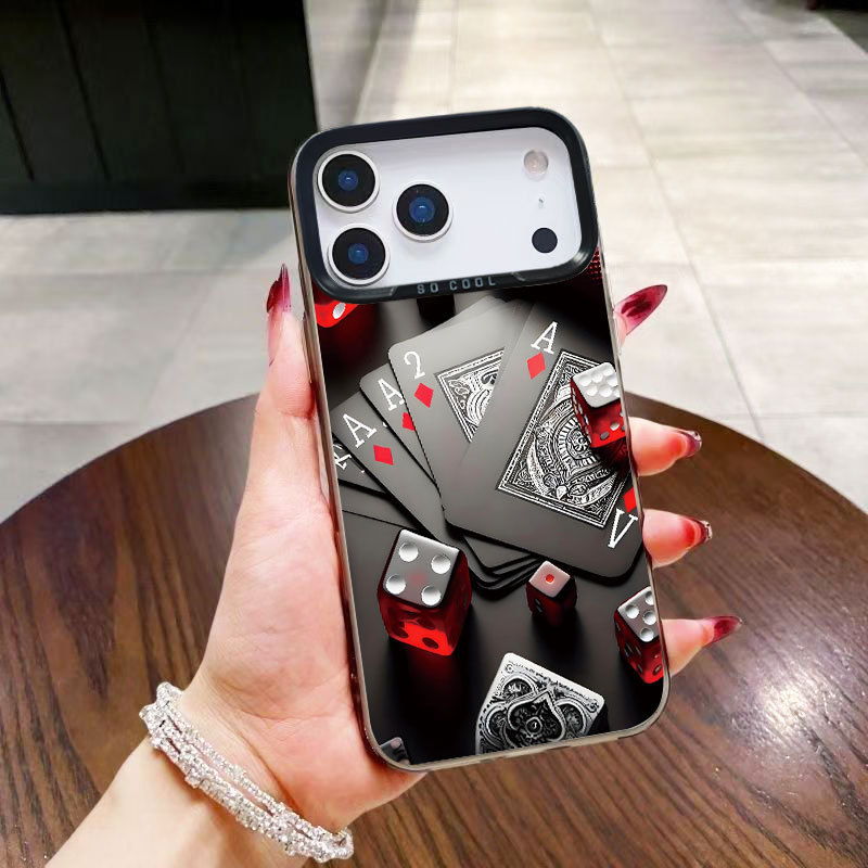 Poker Dice Suitable for Apple 17Promax Mobile Phone Case Iphone16 Suitable for Samsung Galaxy S25 Color Silver 1