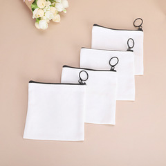 Square coin purse mini canvas bag zipper storage bag earphone lipstick bag white key card bag printing