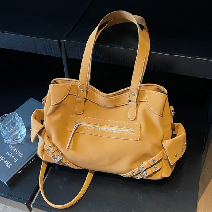 Cross-border retro hot girl moto bolso nuevo estilo coreano de gran capacidad bolso de mano bolsa de hombro casual versátil