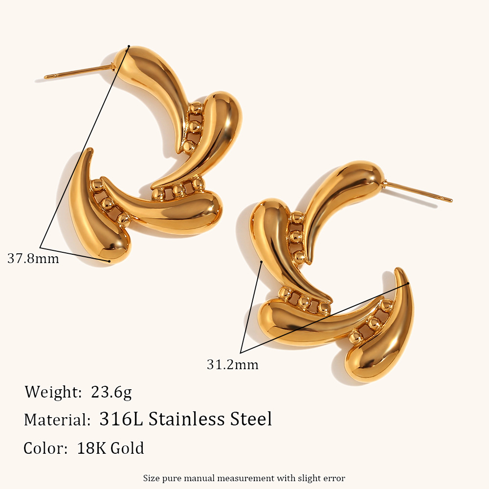 1 Pair Lady Streetwear Geometric Plating Stainless Steel Ear Studs display picture 2