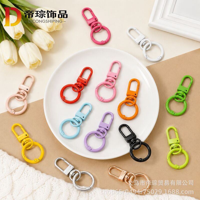 New Colorful Painted Door Clasp + Spring Ring Detachable DIY Metal Keychain Accessories Wholesale Key Ring New Colorful Painted Door Clasp + Spring Ring Detachable DIY Metal Keychain Accessories Wholesale Key Ring