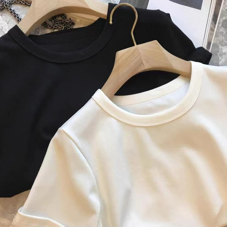 Excellent texture! Strongly recommended, just needed in spring and summer ~ minimalist quality back triangle basic loose short sleeve t-shirt