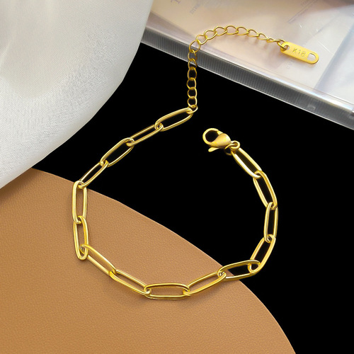 Gold fine chain choker, minimalist cool chain stacking short titanium steel necklace, unique design sense, versatile