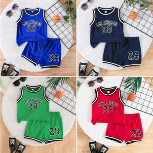 Cross-border e-commerce summer new sleeveless printed pullover top and same color printed shorts baby boy suit